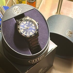 Citizen Eco-Drive Blue&Silver Mens Watch w/Stainless Steel Band New-Open Box!!
